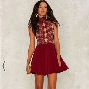 Burgundy lace holiday dress